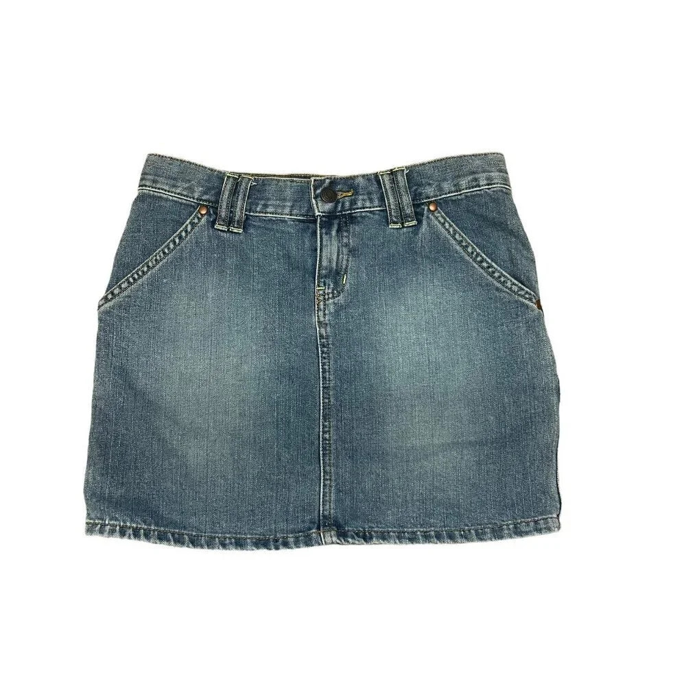 Vintage Low-Rise Denim Skirt Carpenter-Style Old Navy 29 Waist Size 1 Y2K